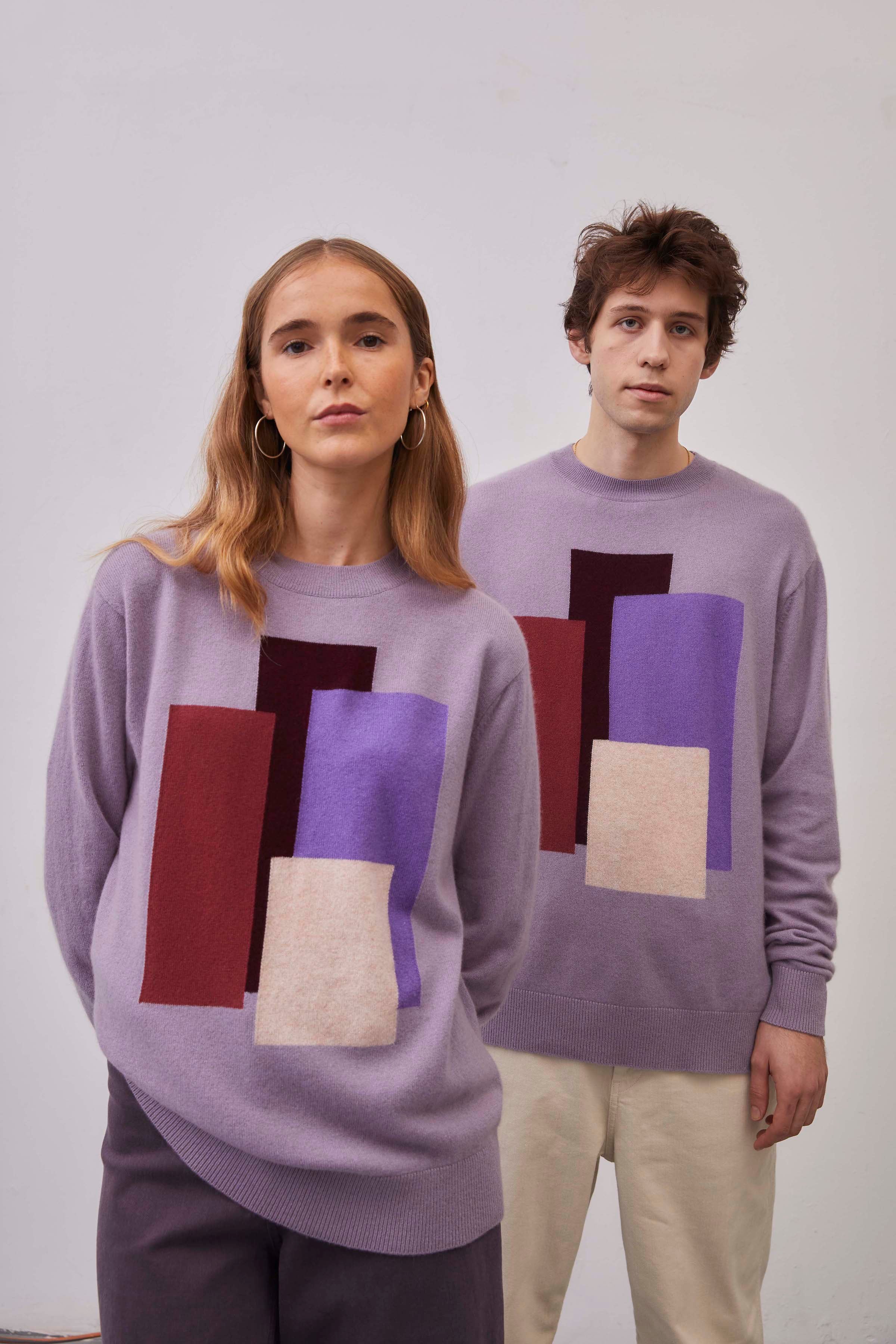 Leret-Cashmere-Crewneck-Sweater-No.-40-Purple-Squares