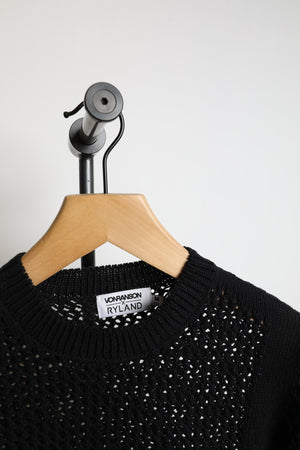 Teddy Vonranson Open Knit Crew Sweater, Black
