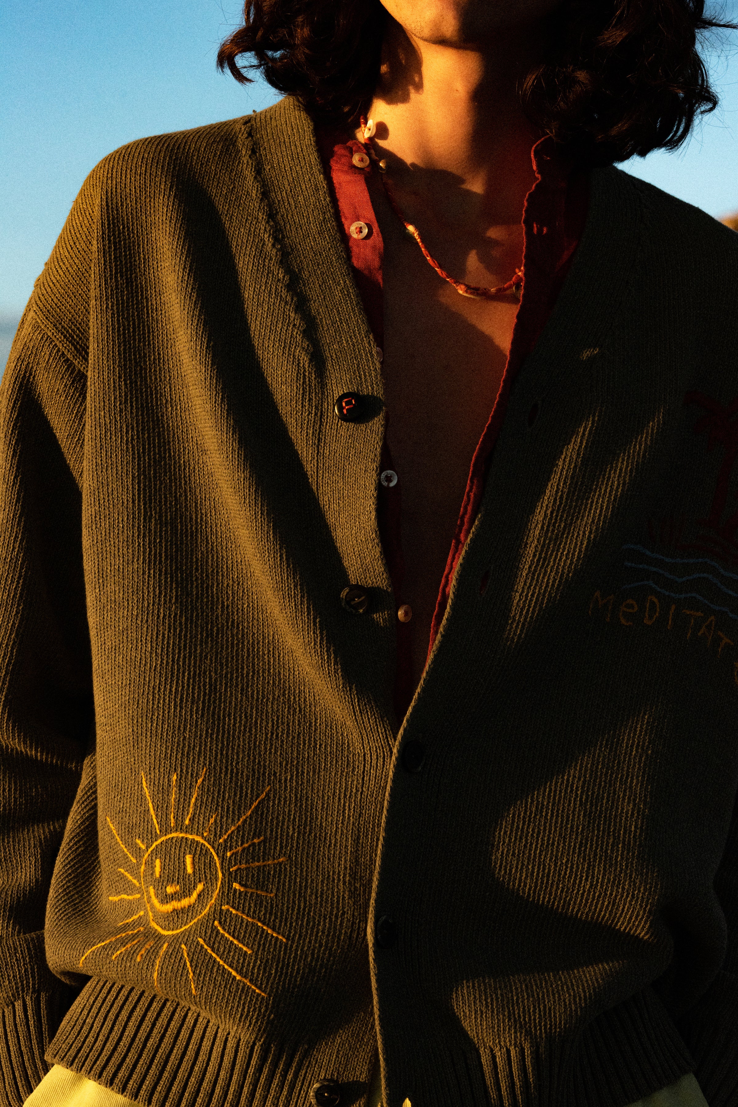 President's Over P'S Embroidered Meditate Cardigan | Ryland Life