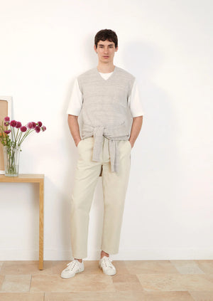 De-Bonne-Facture-Wool-Linen-Knit-Vest-Beige