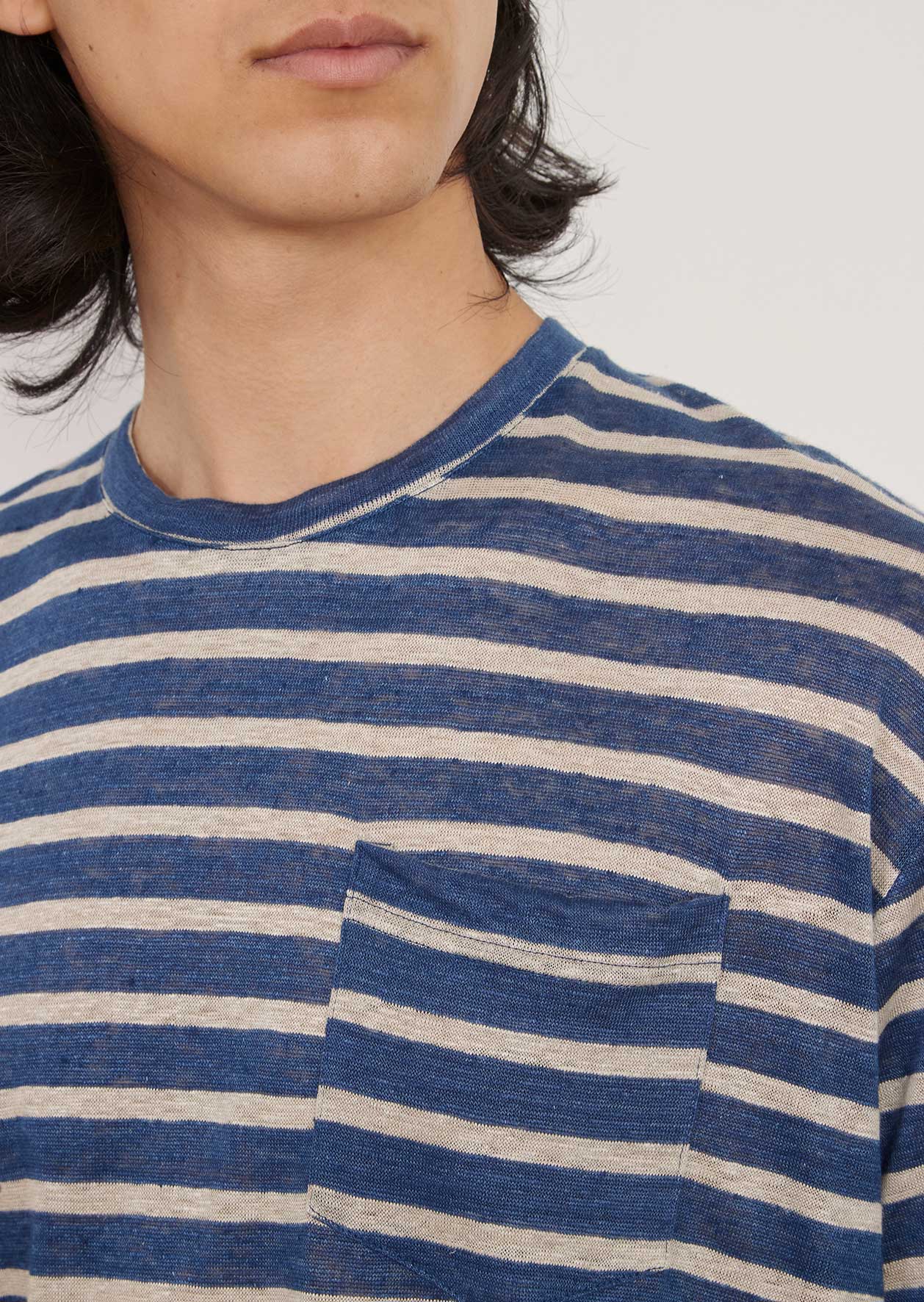 De-Bonne-Facture-Oversized-Japanese-Jersey-T-Shirt-Blue-Stripe