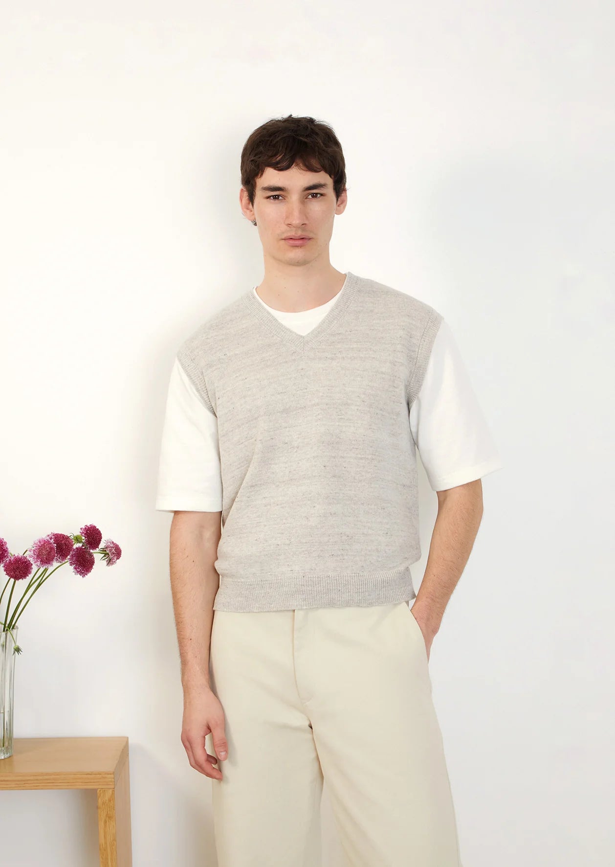 De-Bonne-Facture-Wool-Linen-Knit-Vest-Beige