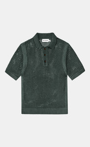 Teddy-Vonranson-Open-Knit-Polo-Shirt-Green