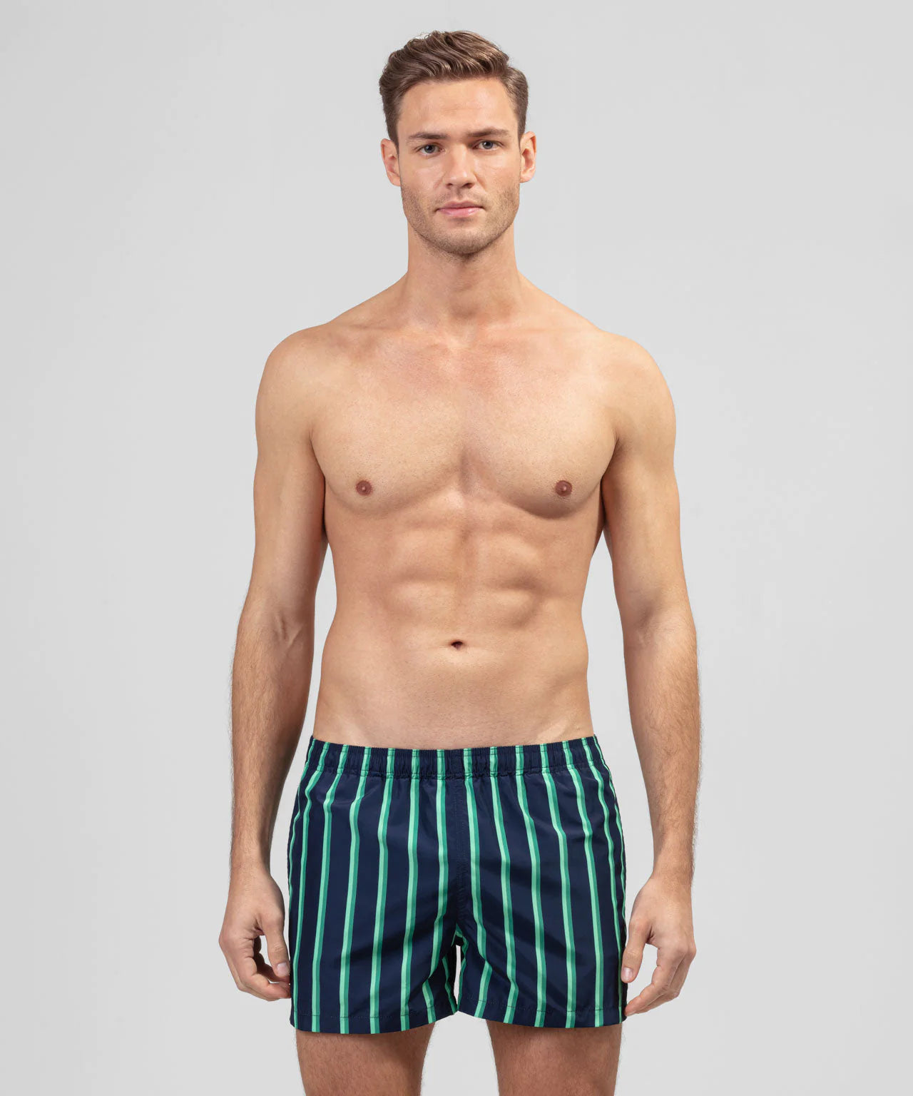 Ron-Dorff-Swim-Shorts-Retro-Stripes-Amalfi-Pistachio-Green/Navy