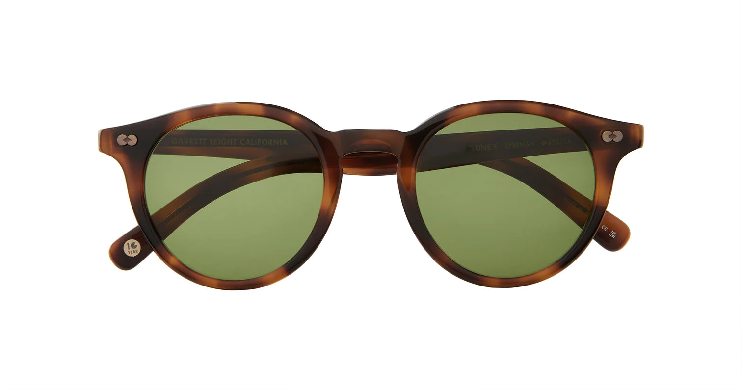Garrett Leight Clune X Sunglasses, Spotted Brown Shell- SPBRNSH/PGN